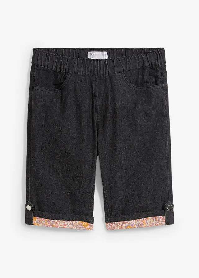 Bermudas con dobladillo de color denim negro