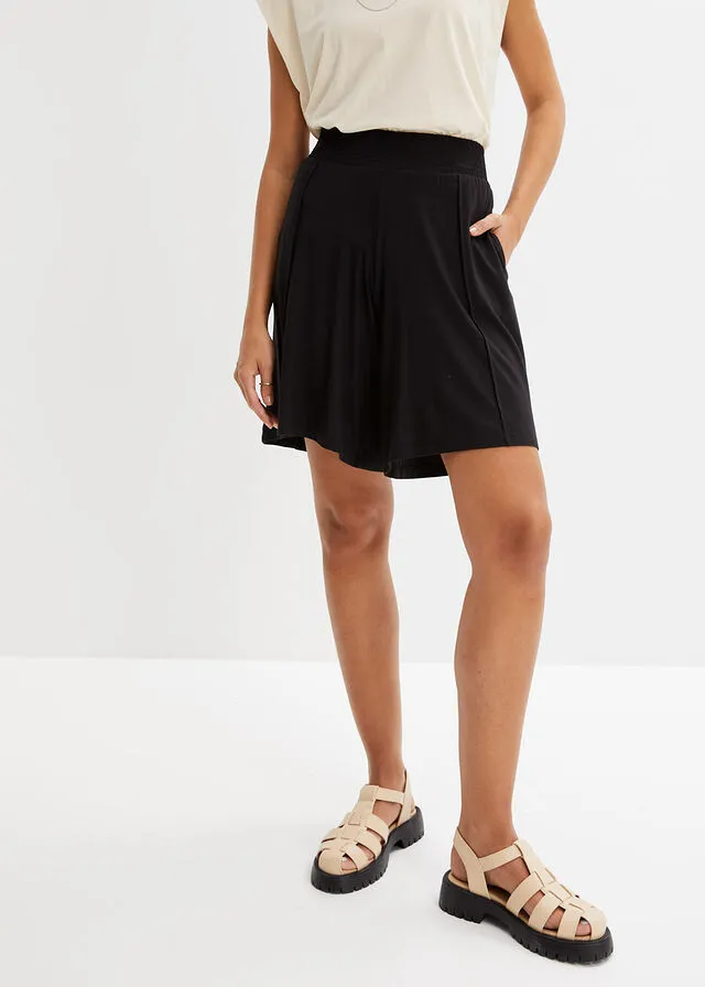 Bermudas de punto con cinturilla cómoda Negro