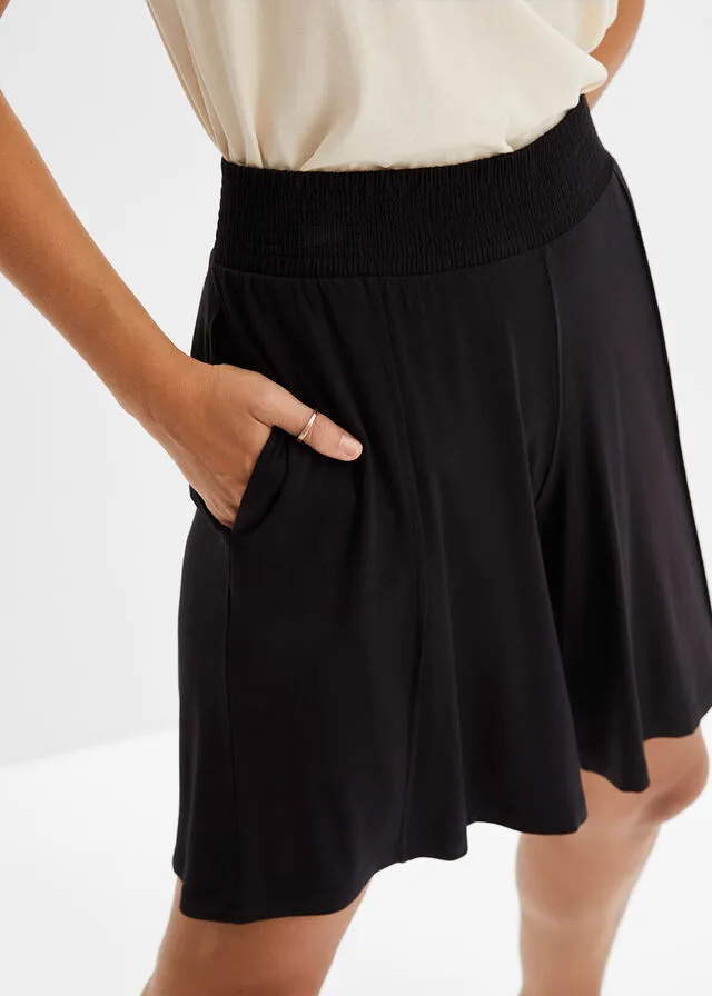 Bermudas de punto con cinturilla cómoda Negro