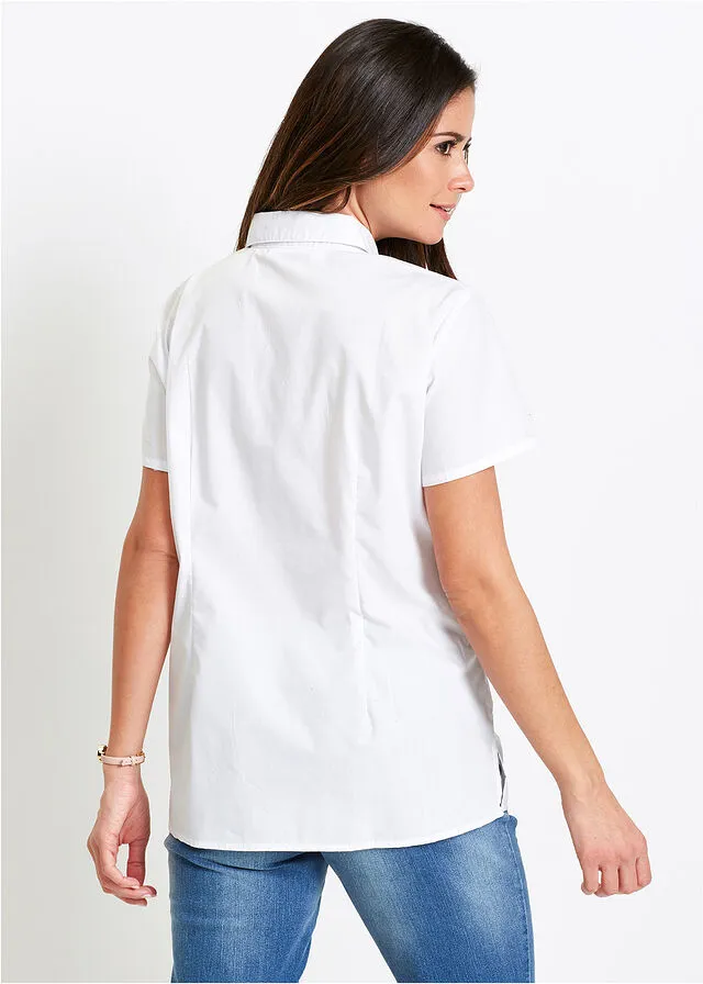 Blusa básica de manga corta Blanco