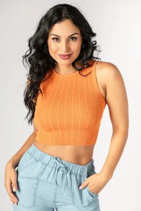Blusa crop con tela acanalada