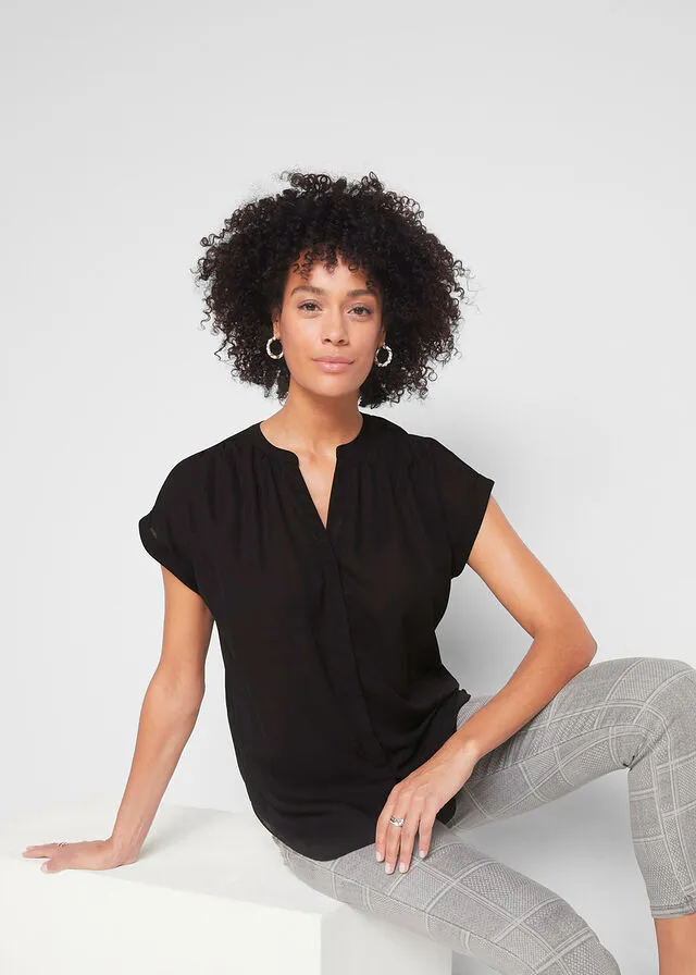 Blusa de georgette Negro