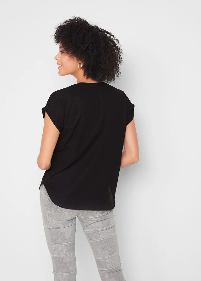 Blusa de georgette Negro