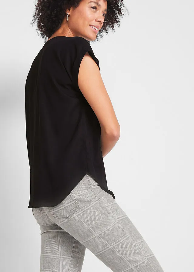 Blusa de georgette Negro