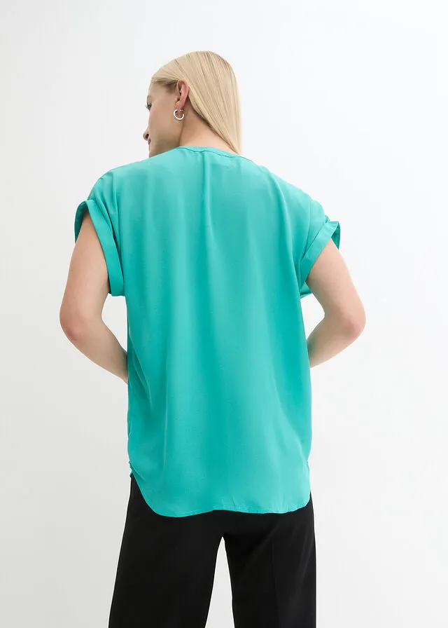 Blusa de georgette turquesa