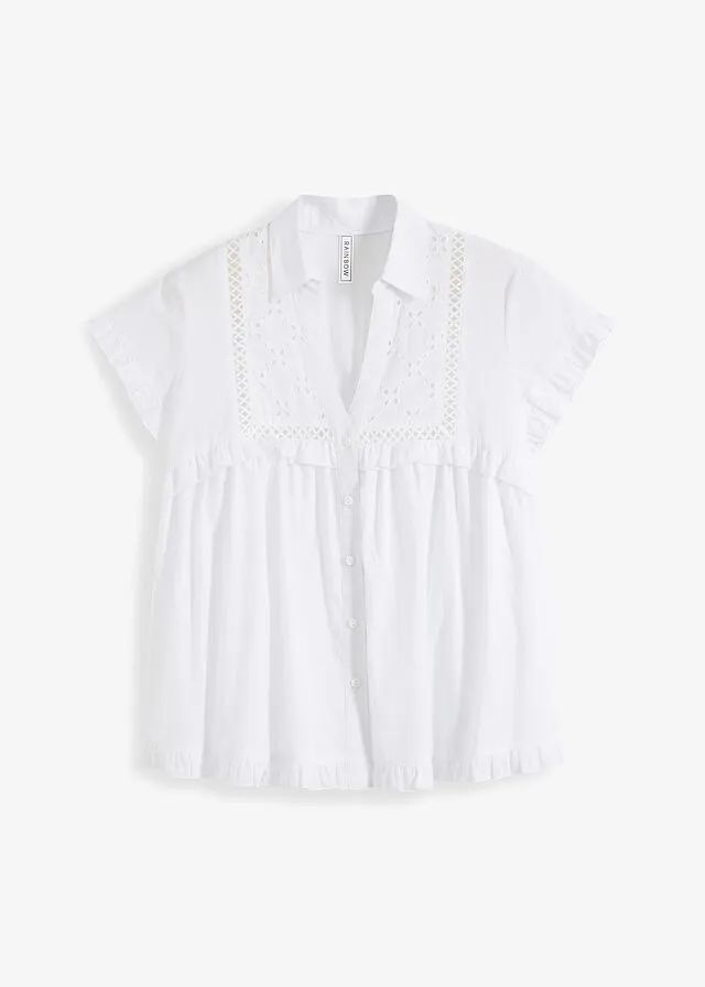 Blusa de manga corta Blanco