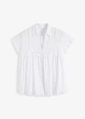 Blusa de manga corta Blanco