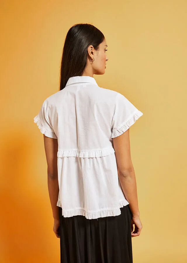 Blusa de manga corta Blanco