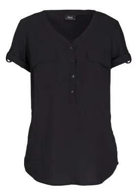 Blusa de manga corta Negro