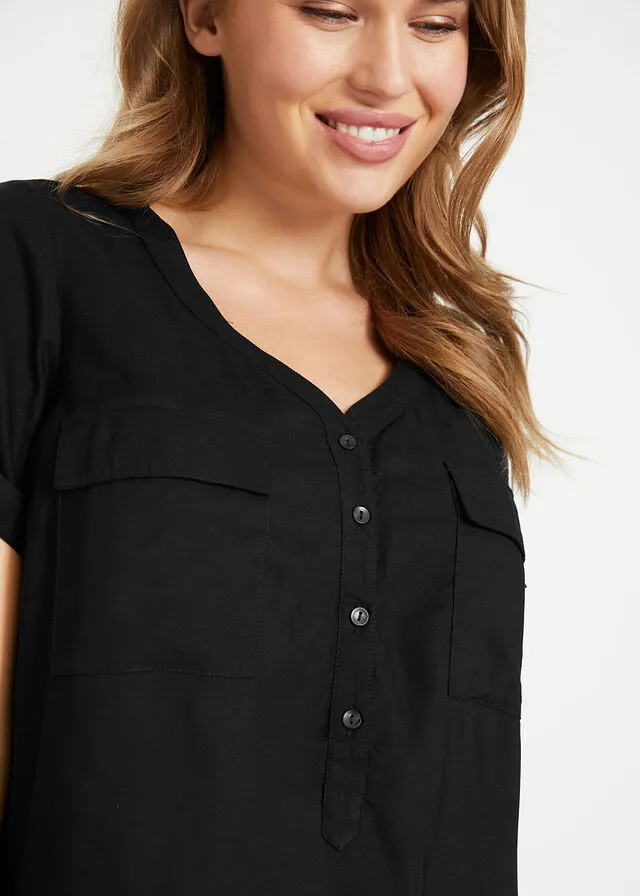 Blusa de manga corta Negro