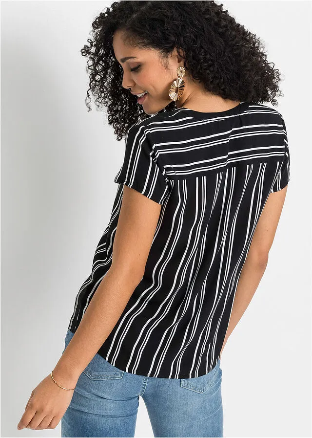 Blusa de manga corta Rayas blancas y negras