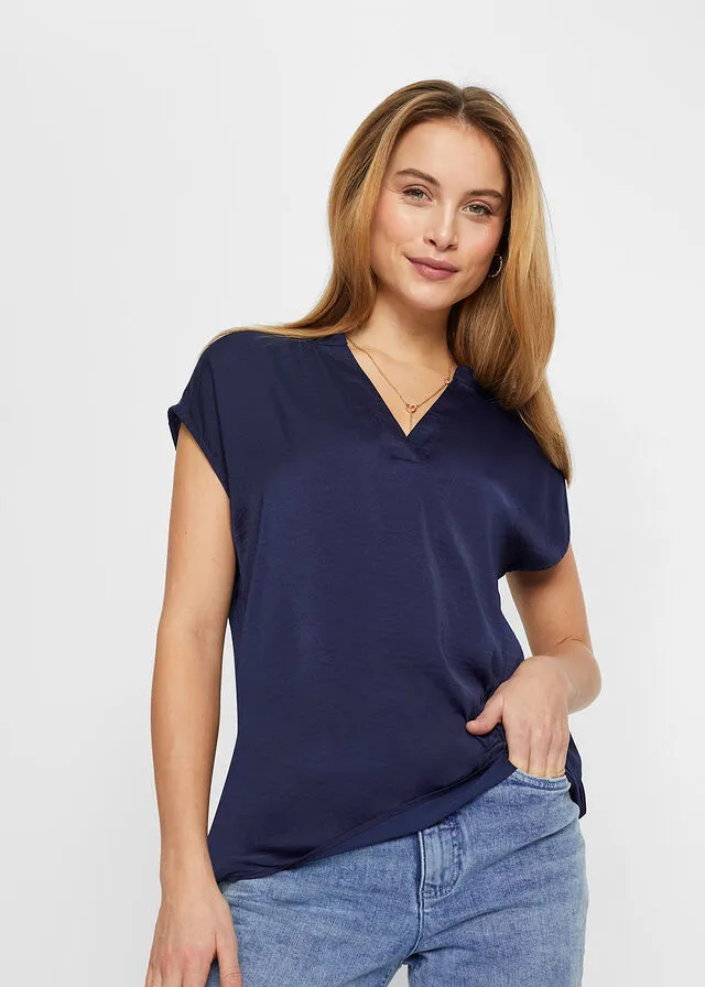 Blusa de satén Azul marino