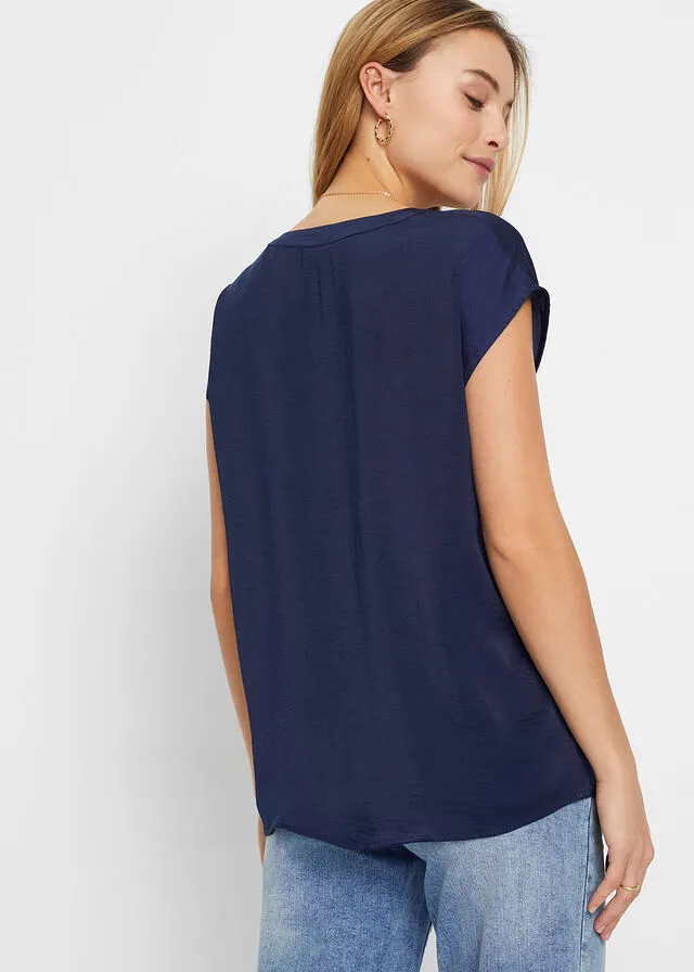 Blusa de satén Azul marino