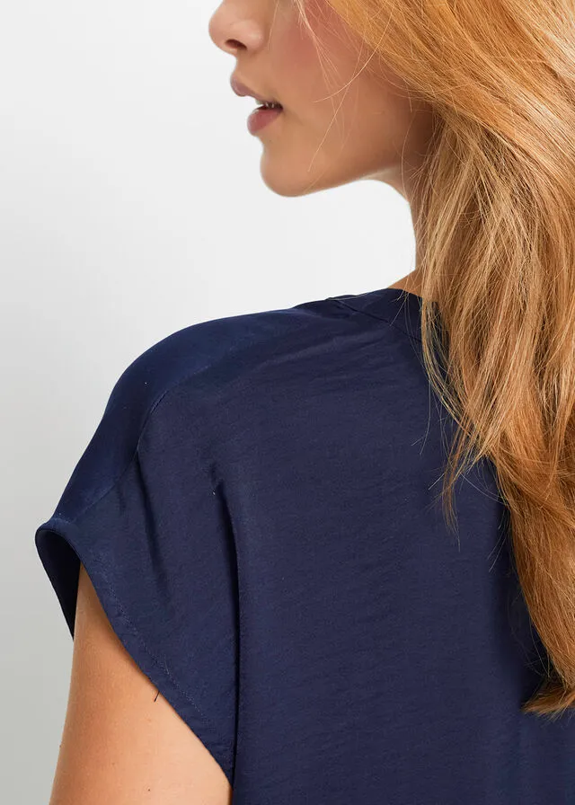 Blusa de satén Azul marino