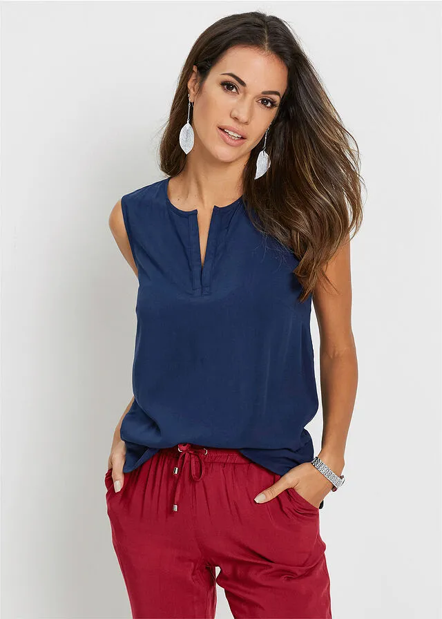 Blusa de viscosa Azul marino