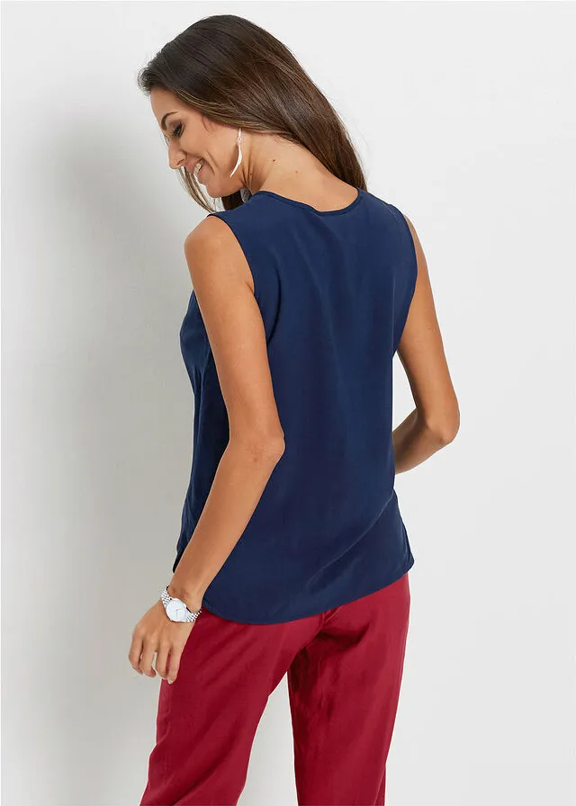 Blusa de viscosa Azul marino