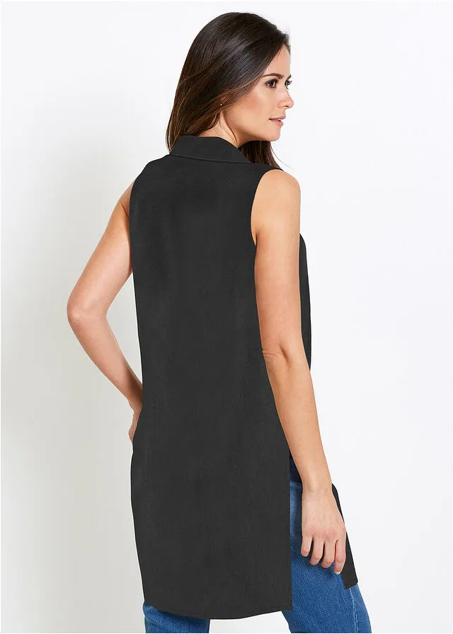 Blusa larga de viscosa Negro