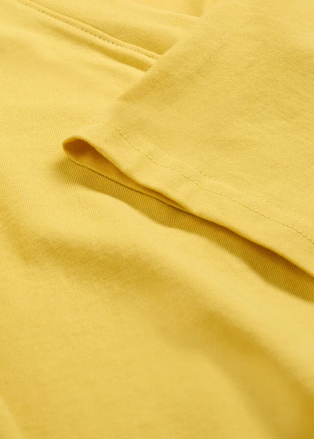 Camiseta larga y ancha con cuello en V (5 unidades), de manga corta amarillo canario+menta suave+albaricoque+negro+blanco