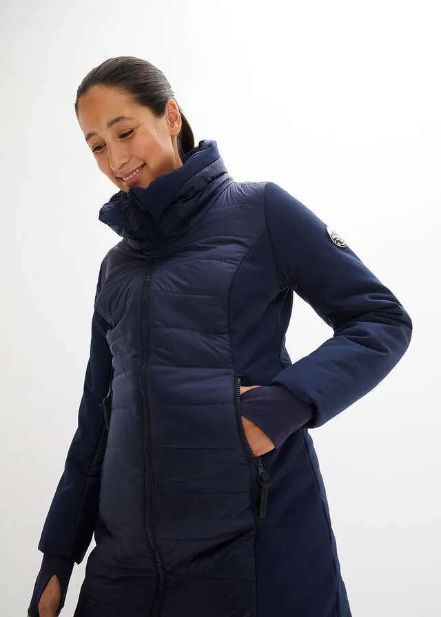 Chaqueta larga impermeable para exteriores Azul marino