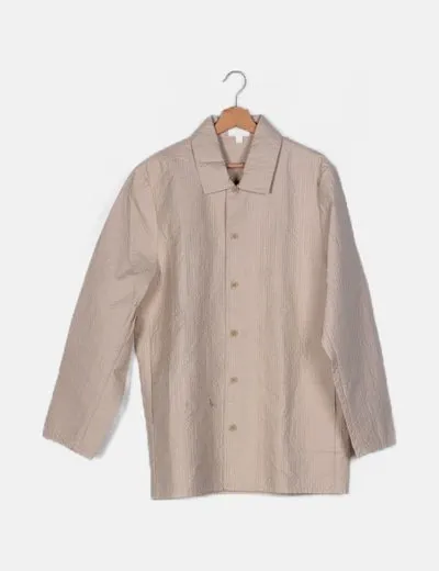 COS Sobrecamisa beige rayas