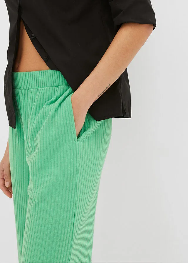 Culote de punto de canalé con cinturilla cómoda Verde ópalo