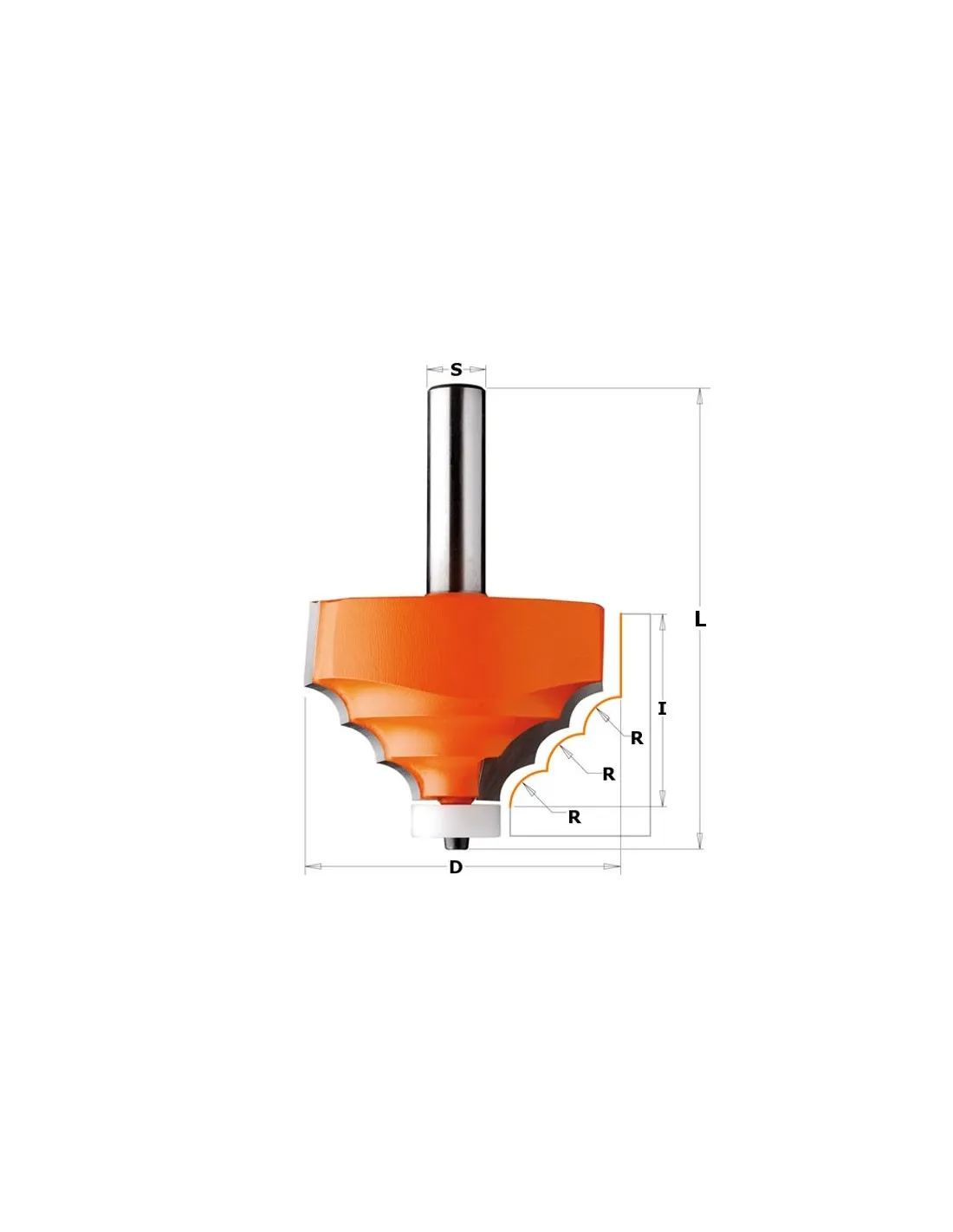 Fresa triple radio 8 mm. para Corian con mango de 12,7 mm.