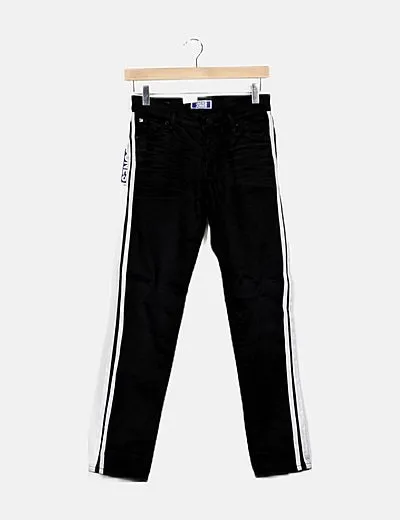 Jack & Jones Jeans negros rayas laterales