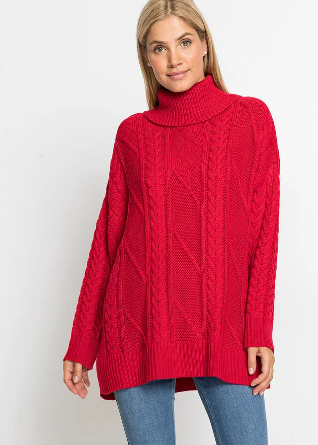 Jersey de cuello alto Rojo tomate