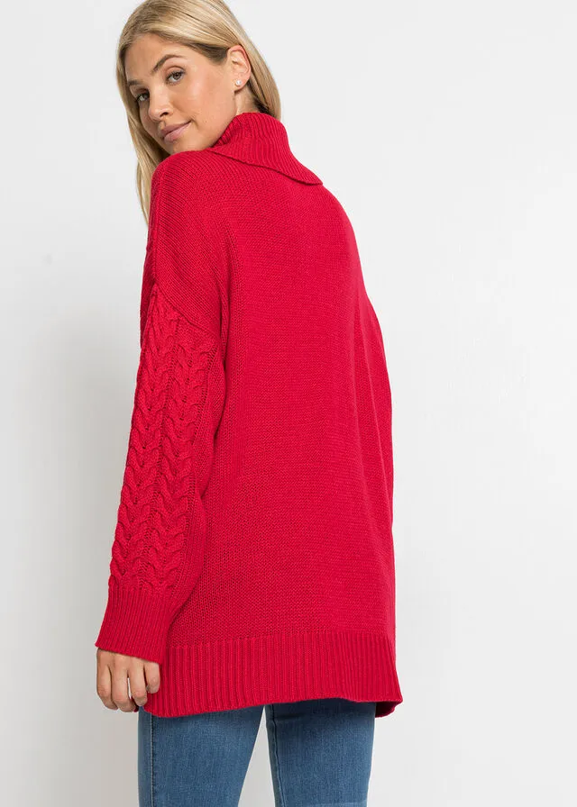 Jersey de cuello alto Rojo tomate