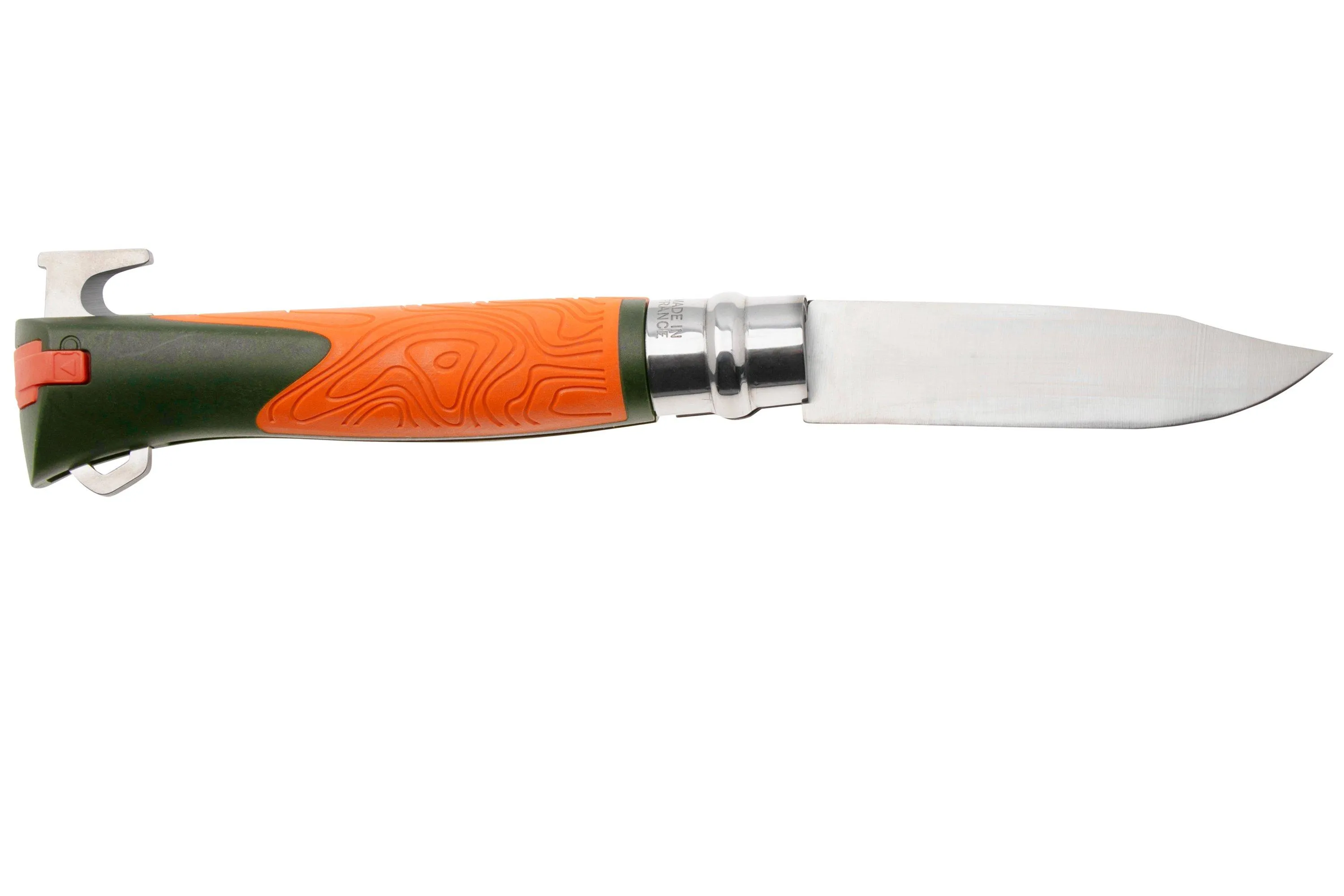 Opinel No. 12 Explore 002454 Orange, cuchillo de bushcraft con quitagarrapas