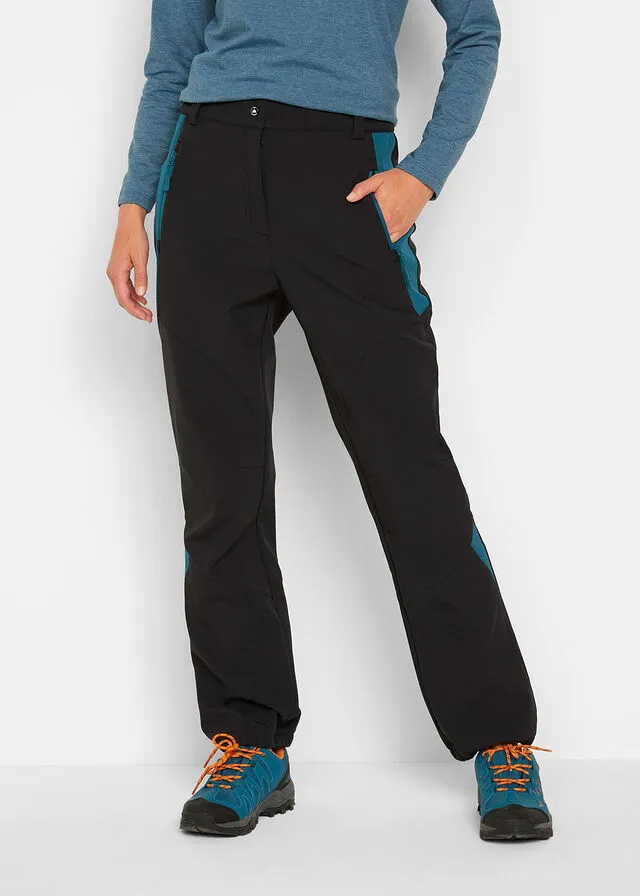 Pantalón de softshell repelente al agua con corte recto Negro