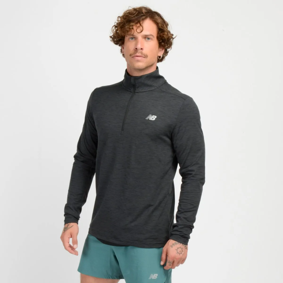 Polerón Running Hombre New Balance Space Dye 1/4 Zip Negro