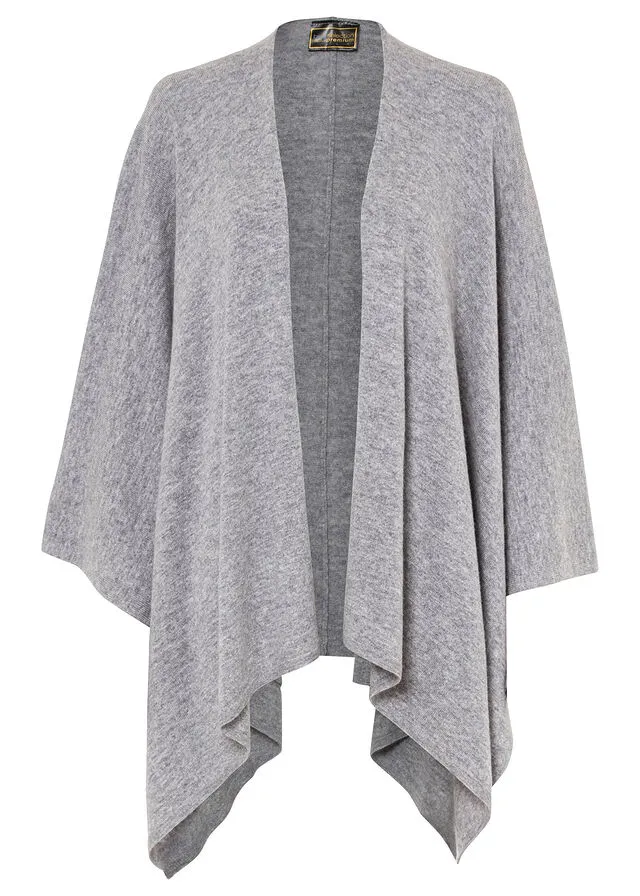 Poncho con contenido de Good Cashmere Standard® Gris jaspeado