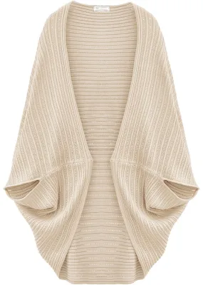 Poncho de punto fino Beige sílice