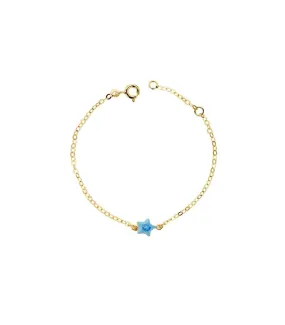 Pulsera bebé oro 18 ktes estrella azul