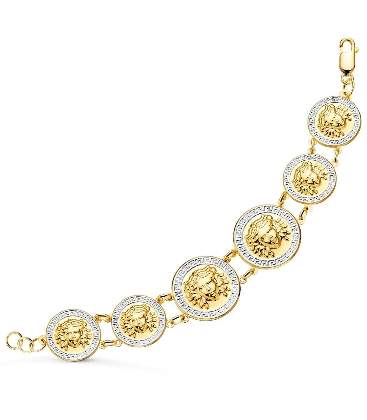 Pulsera Oro Bicolor 18K Medallas Medusa 20,5 cm