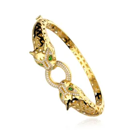 Pulsera Rígida Oro 18k y circonitas "Bataka"