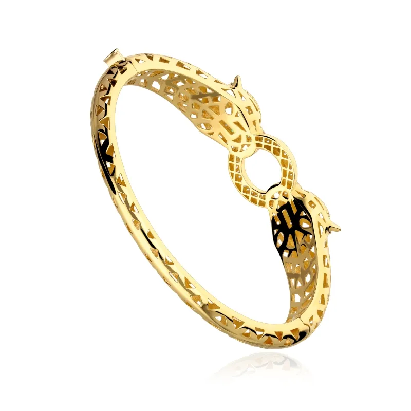 Pulsera Rígida Oro 18k y circonitas "Bataka"