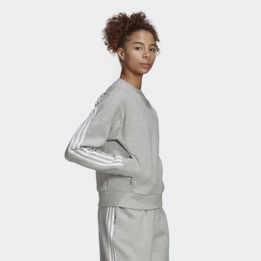 SUDADERA ADIDAS W FI 3S CREW GRIS BLANCO GJ5447