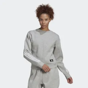 SUDADERA ADIDAS W FI 3S CREW GRIS BLANCO GJ5447