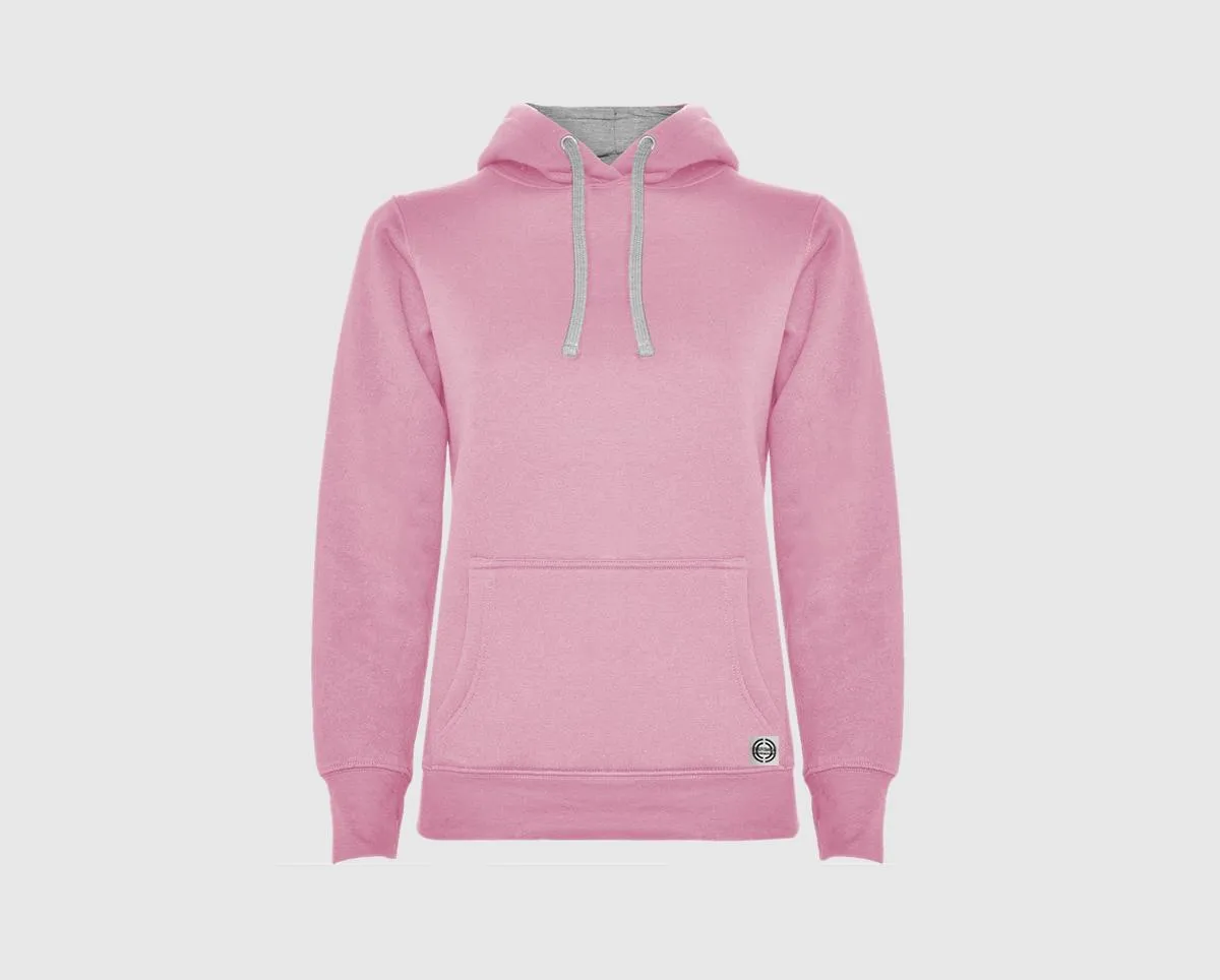 Sudadera capucha bicolor mujer color rosa-gris