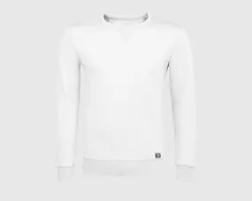 Sudadera cuello redondo clásica unisex inicial pequeña color blanco