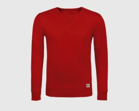 Sudadera cuello redondo clásica unisex inicial pequeña color rojo