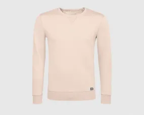 Sudadera cuello redondo clásica unisex inicial pequeña color rosa crema