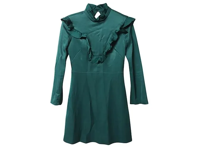 Vestido con volantes Sandro Paris en poliéster verde azulado 