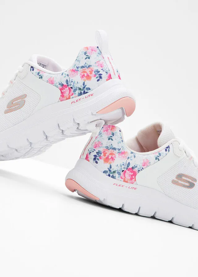 Zapatillas Skechers con espuma viscoelástica Blanco-rosa de flores