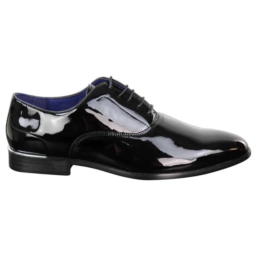 Zapatos Con Cordones con Patente Brillante y de Diseño Italiano con estilo Clásico para hombres