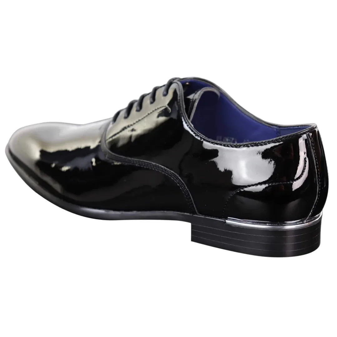 Zapatos Con Cordones con Patente Brillante y de Diseño Italiano con estilo Clásico para hombres